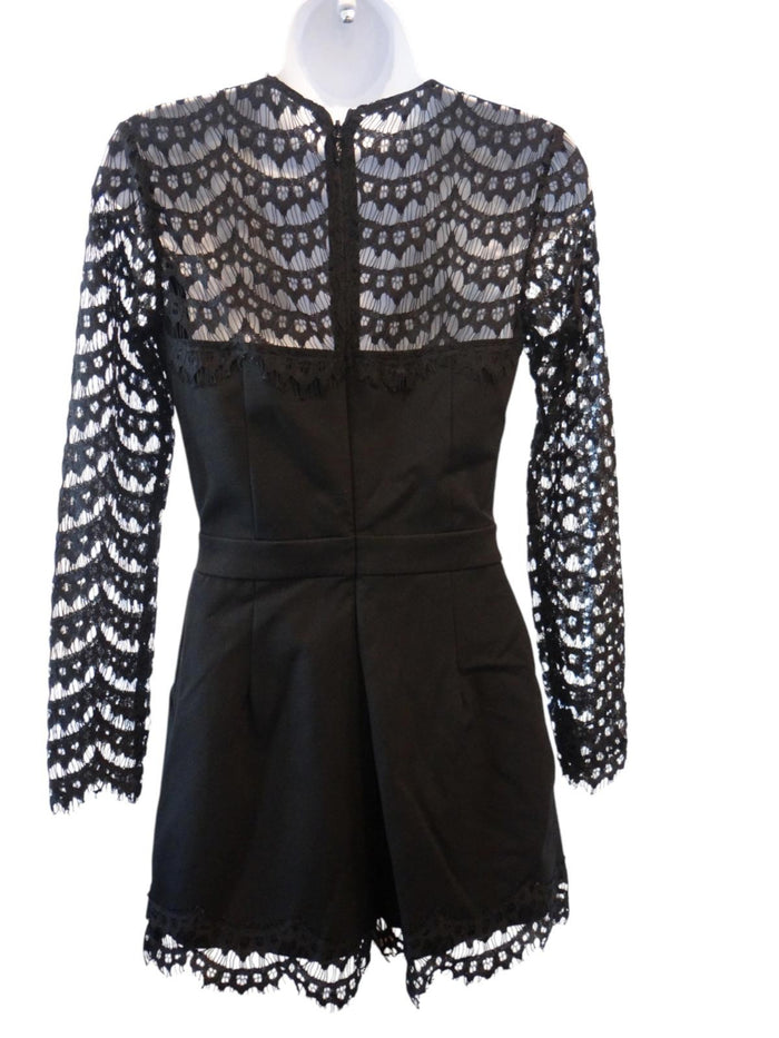 Adelyn Rae Elegant Black Lace Romper   XS1