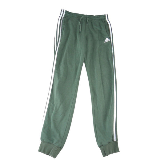 Adidas Mens 3 Stripe Fleece Jogger Sweatpants Green White Logo0