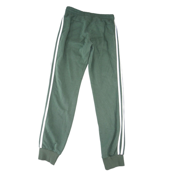 Adidas Mens 3 Stripe Fleece Jogger Sweatpants Green White Logo2