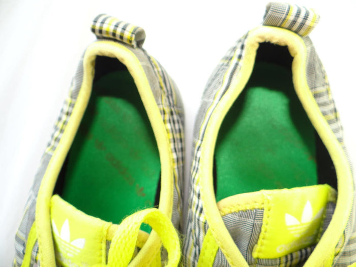 Adidas Plaid Sneakers with Neon Yellow Accents Women's 8.53