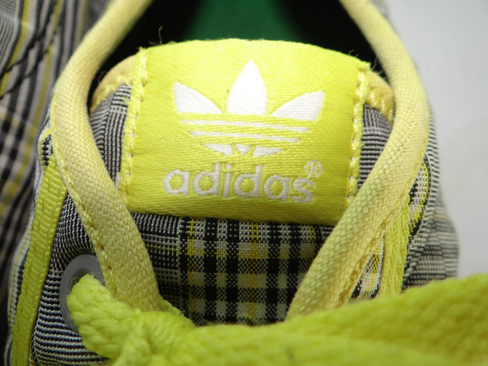 Adidas Plaid Sneakers with Neon Yellow Accents Women's 8.54