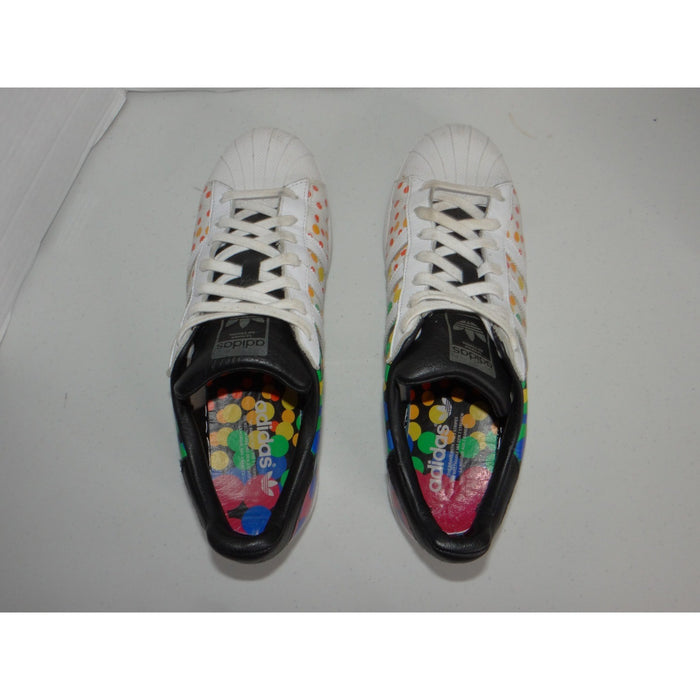 Adidas Superstar Pride Mens 10.5 White Multicolor Polka Dot Shoes CM78025