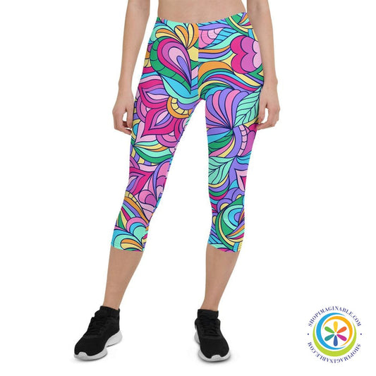 Adult Coloring Doodle Capri Leggings-ShopImaginable.com