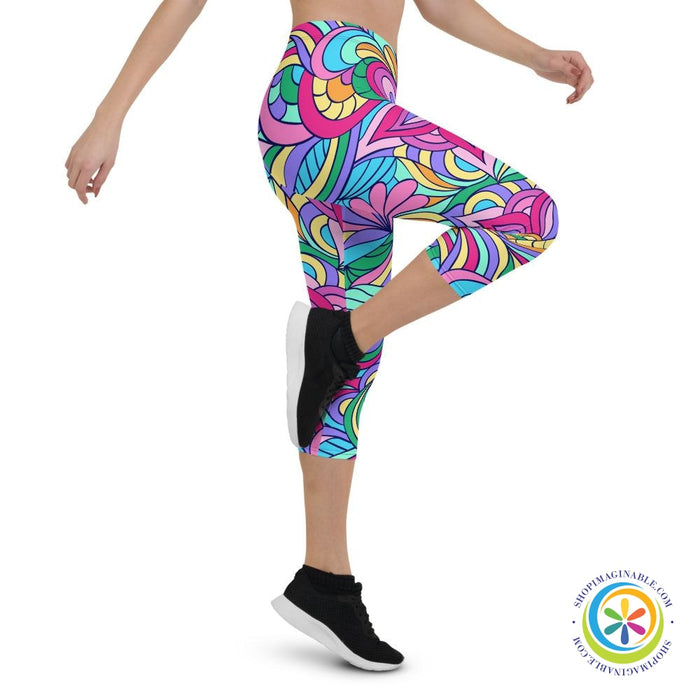 Adult Coloring Doodle Capri Leggings-ShopImaginable.com