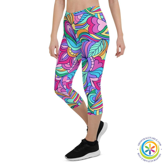 Adult Coloring Doodle Capri Leggings-ShopImaginable.com