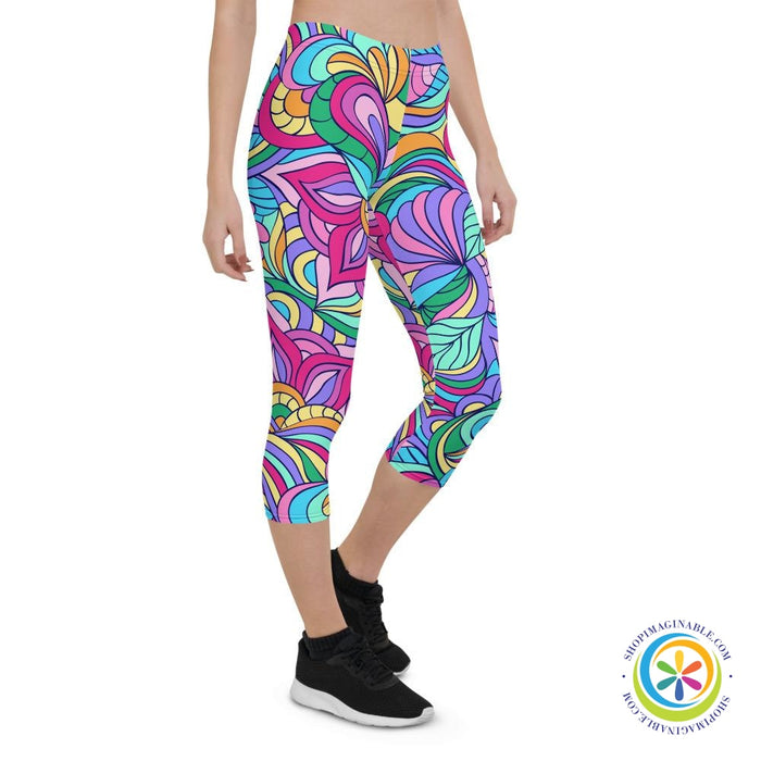 Adult Coloring Doodle Capri Leggings-ShopImaginable.com