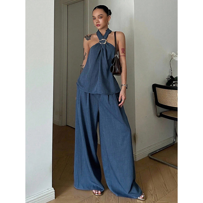 Agatha Halter Co-ord - Navy Blue