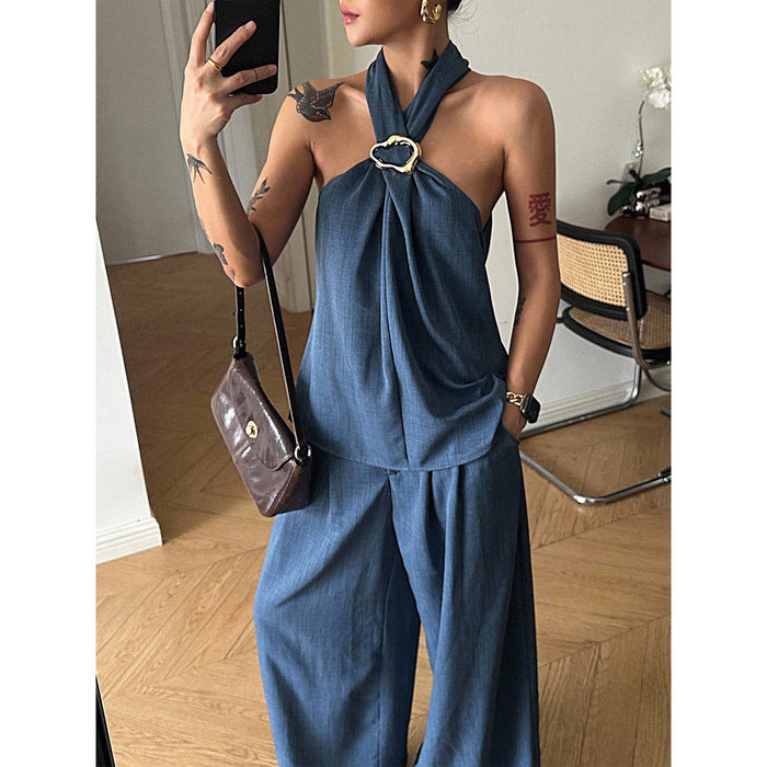 Agatha Halter Co-ord - Navy Blue