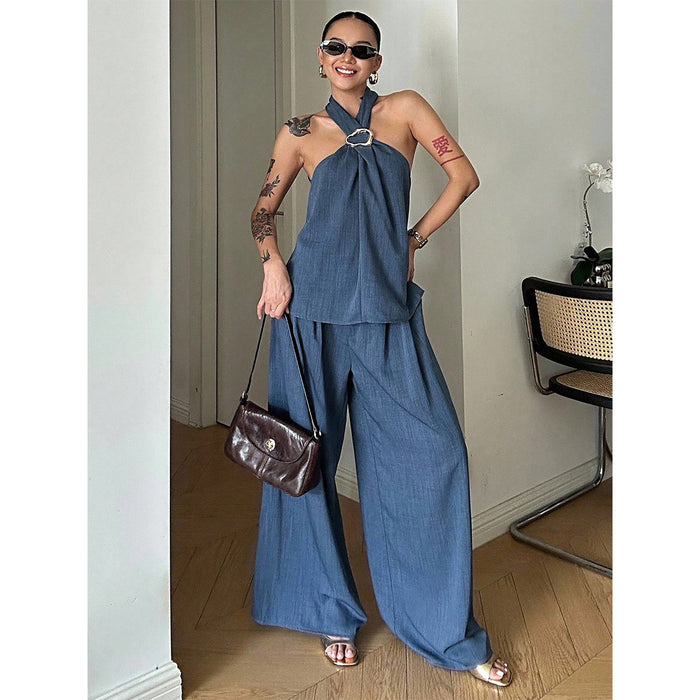 Agatha Halter Co-ord - Navy Blue
