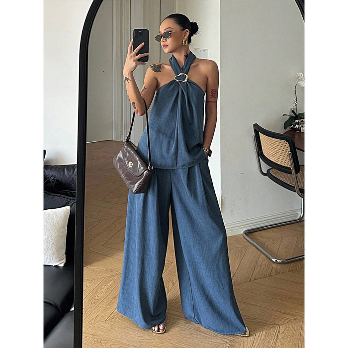 Agatha Halter Co-ord - Navy Blue