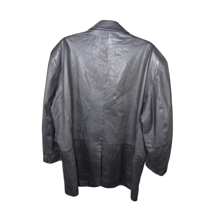 Alfani Positano Mens Black Leather Blazer Sport Coat Jacket Size 46R 35251