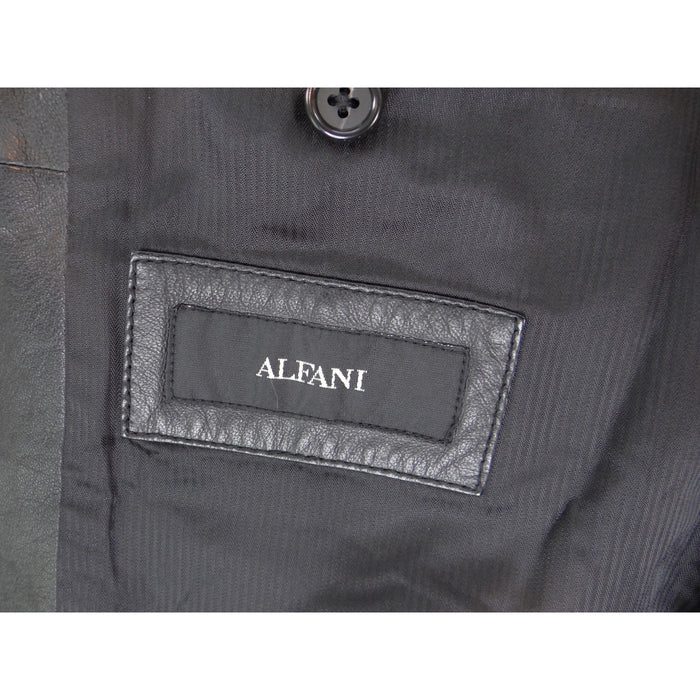Alfani Positano Mens Black Leather Blazer Sport Coat Jacket Size 46R 35255