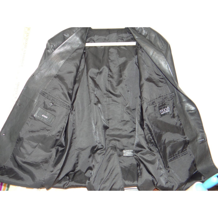 Alfani Positano Mens Black Leather Blazer Sport Coat Jacket Size 46R 35257