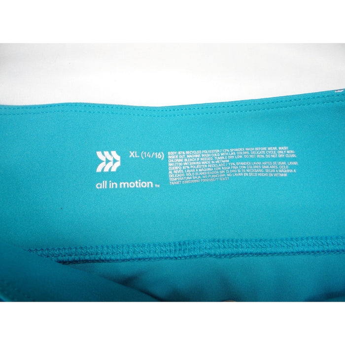 All In Motion Teal Star Print Athleisure Leggings Size XL 14 161