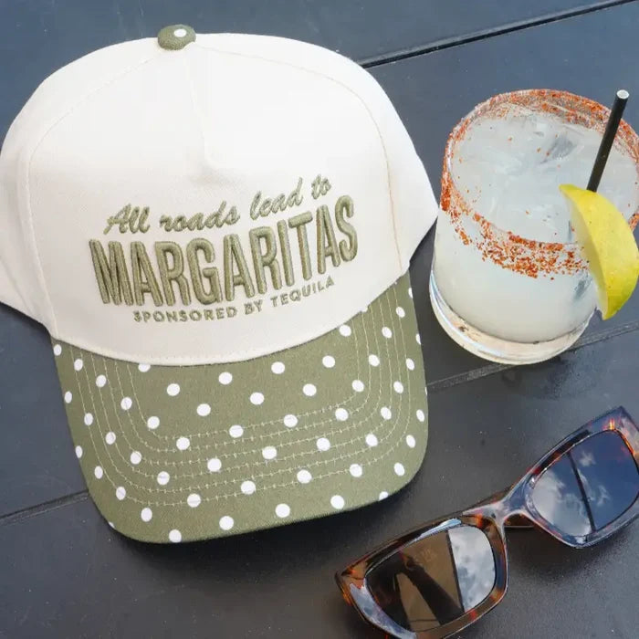 All Roads Lead To Margaritas - Green Polka Dot Trucker Hat