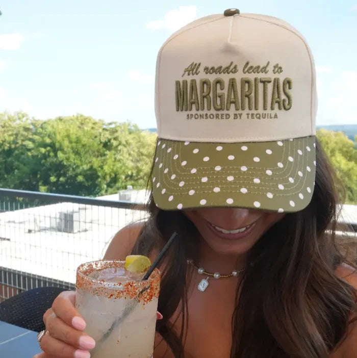 All Roads Lead To Margaritas - Green Polka Dot Trucker Hat