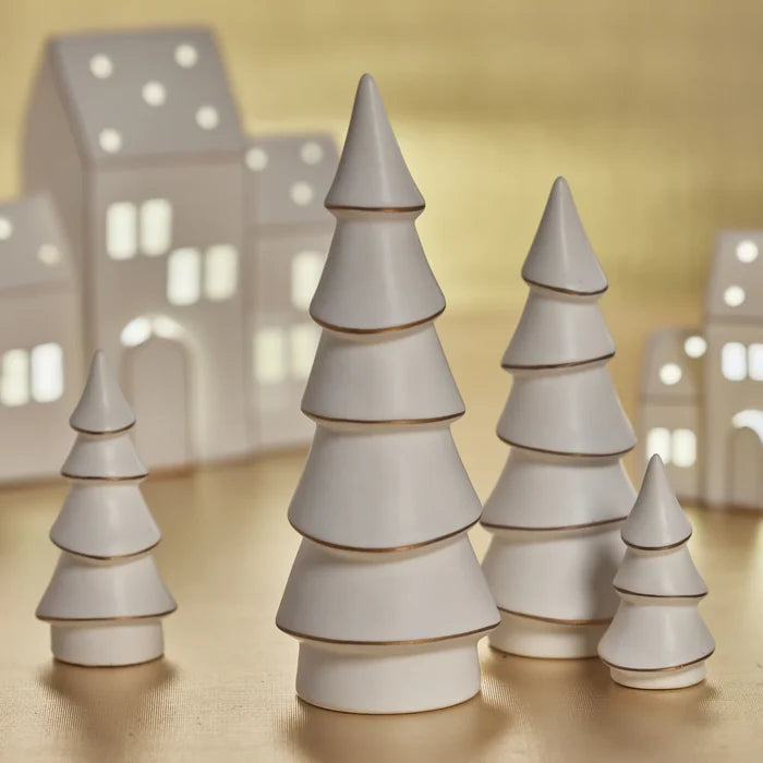 ALPINA PORCELAIN TREE-WHITE WITH GOLD TRIM 3"