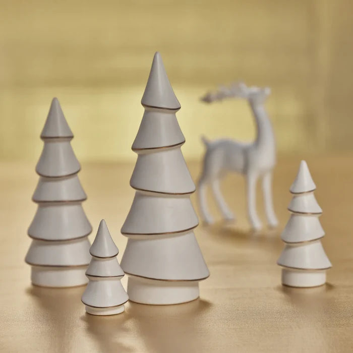 ALPINA PORCELAIN TREE-WHITE WITH GOLD TRIM 6.5"