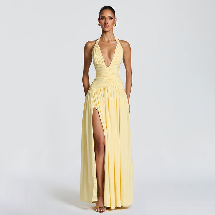 Amber Fit and Flare Maxi Dress - Yellow
