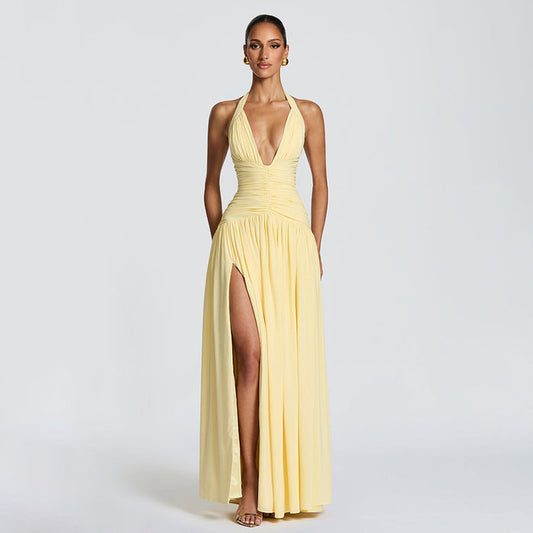 Amber Fit and Flare Maxi Dress - Yellow