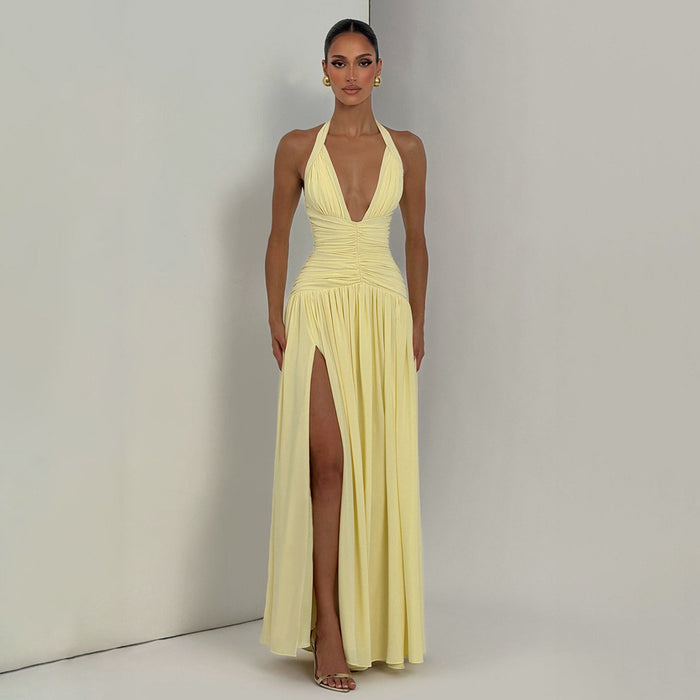 Amber Fit and Flare Maxi Dress - Yellow