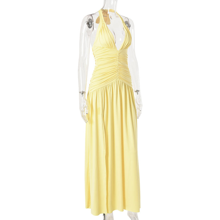 Amber Fit and Flare Maxi Dress - Yellow