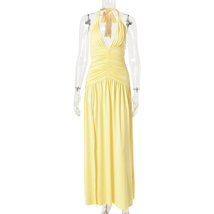 Amber Fit and Flare Maxi Dress - Yellow
