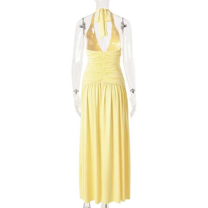 Amber Fit and Flare Maxi Dress - Yellow