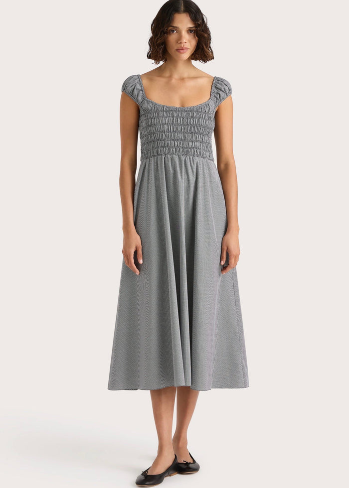 Amelie Midi Dress (Gingham Black)