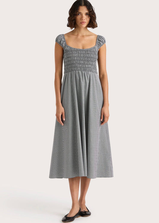Amelie Midi Dress (Gingham Black)