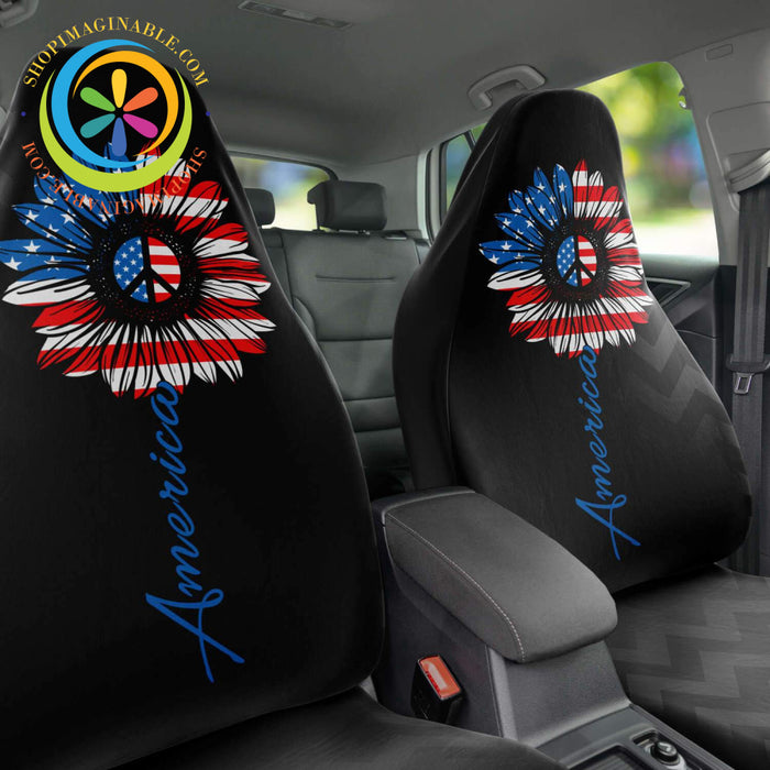 America Peace Flower Car Seat Covers-ShopImaginable.com