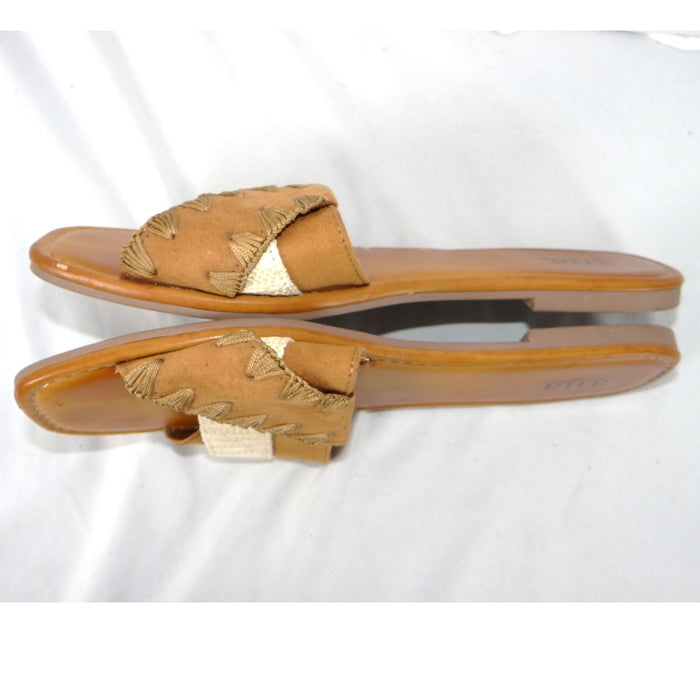 a.n.a a new approach Garth Womens Tan Woven Strap Flat Slide Sandals Size 8M1