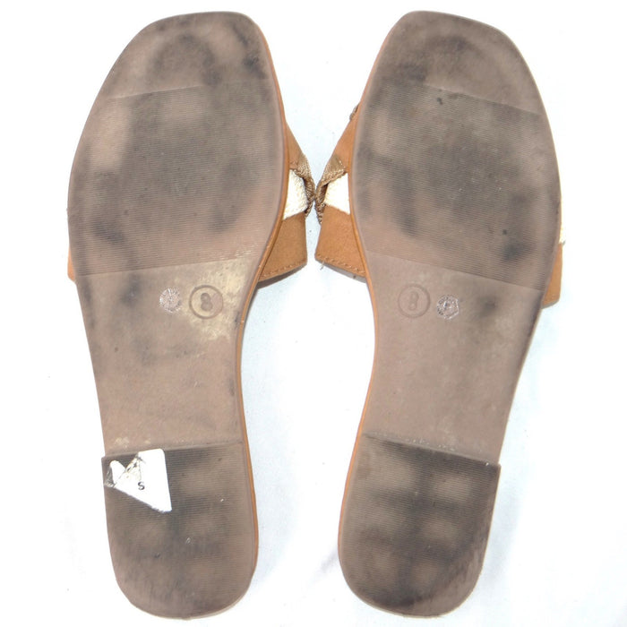 a.n.a a new approach Garth Womens Tan Woven Strap Flat Slide Sandals Size 8M5