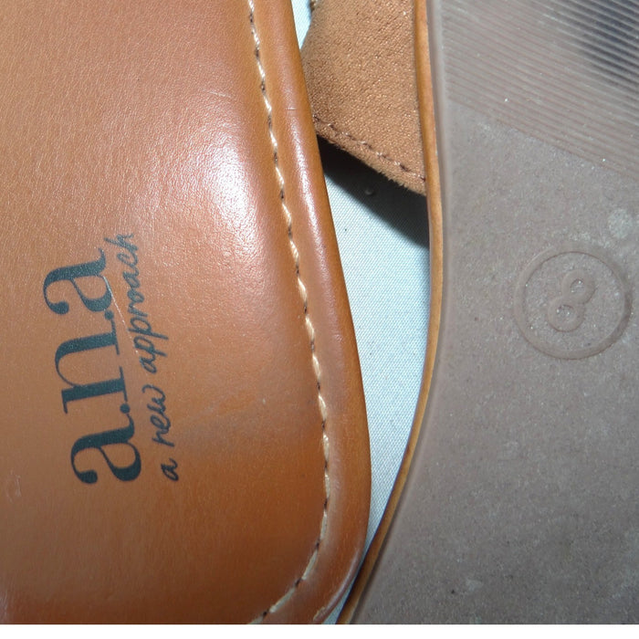 a.n.a a new approach Garth Womens Tan Woven Strap Flat Slide Sandals Size 8M6