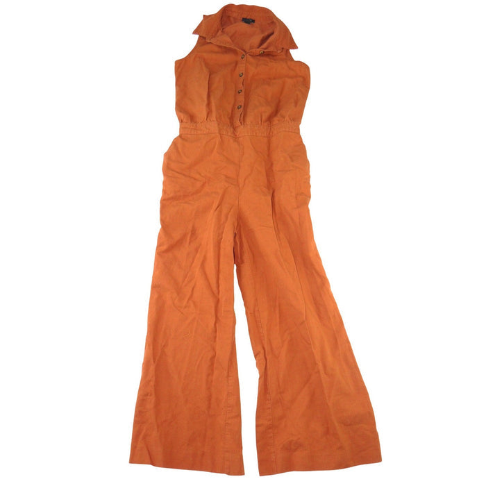 Ann Taylor Factory Burnt Orange Sleeveless Wide Leg Button Front Jumpsuit 00