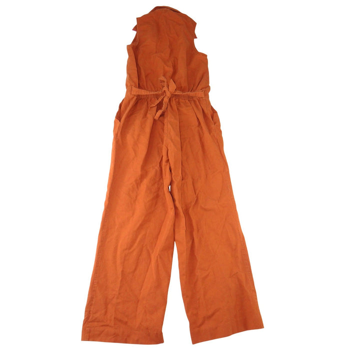 Ann Taylor Factory Burnt Orange Sleeveless Wide Leg Button Front Jumpsuit 02