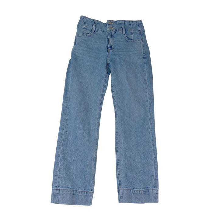Ann Taylor Petite The Easy Straight Light Wash Blue Jeans 2P High Rise Stretch0