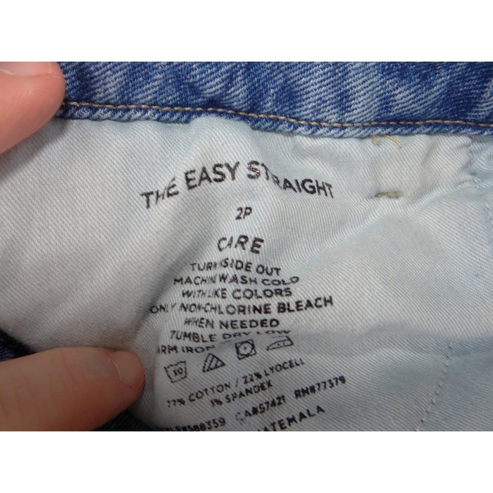 Ann Taylor Petite The Easy Straight Light Wash Blue Jeans 2P High Rise Stretch2