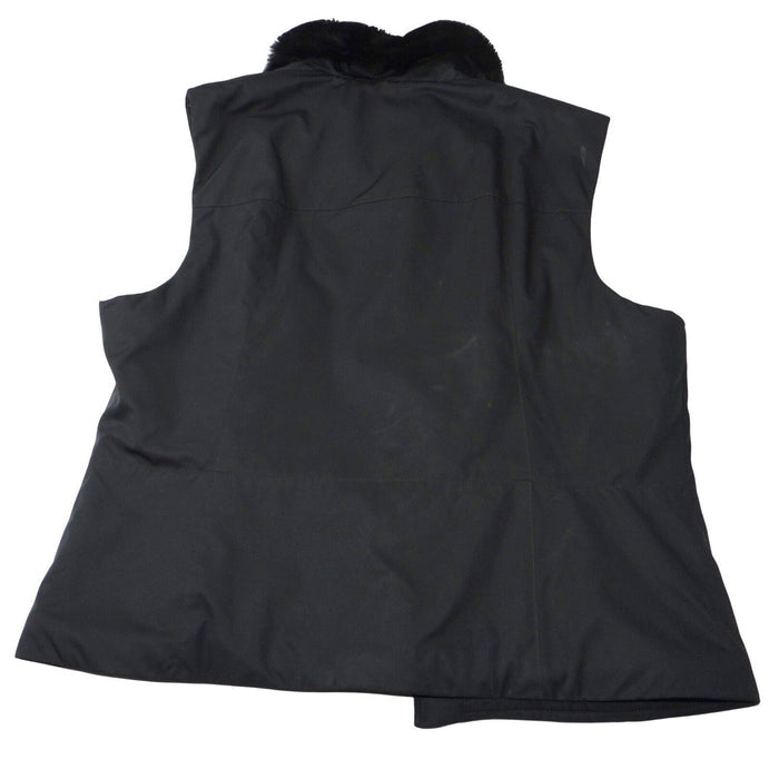 Ann Taylor Petites Black Faux Fur Collar Zip Vest Women Size LP2
