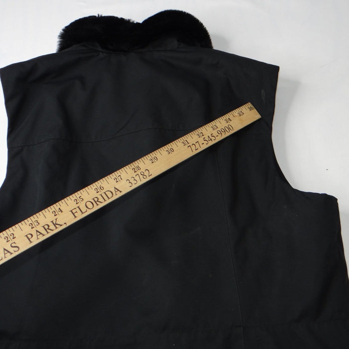 Ann Taylor Petites Black Faux Fur Collar Zip Vest Women Size LP3