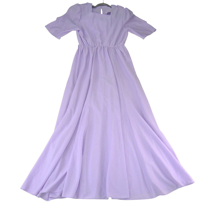 Anthony Richards Vintage Lavender Purple Square Neck Maxi Dress Short Sleeve0