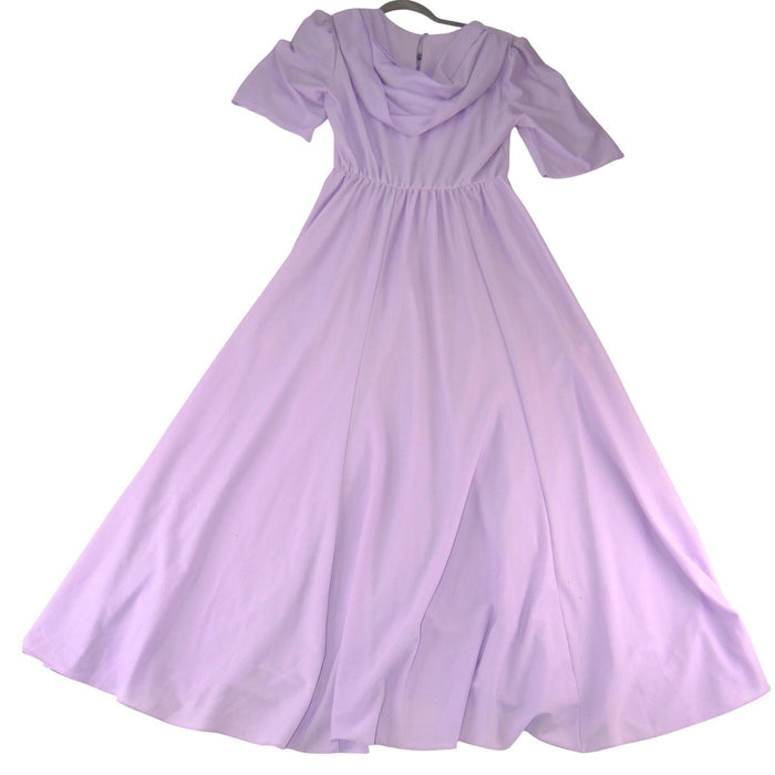 Anthony Richards Vintage Lavender Purple Square Neck Maxi Dress Short Sleeve3
