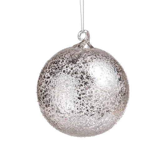 ANTIQUE SILVER RND ORNAMENT- 4.75"