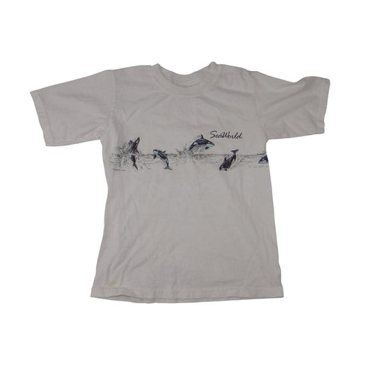 Anvil Kids White Orca Killer Whale Graphic T Shirt Vintage Youth Medium USA Made0