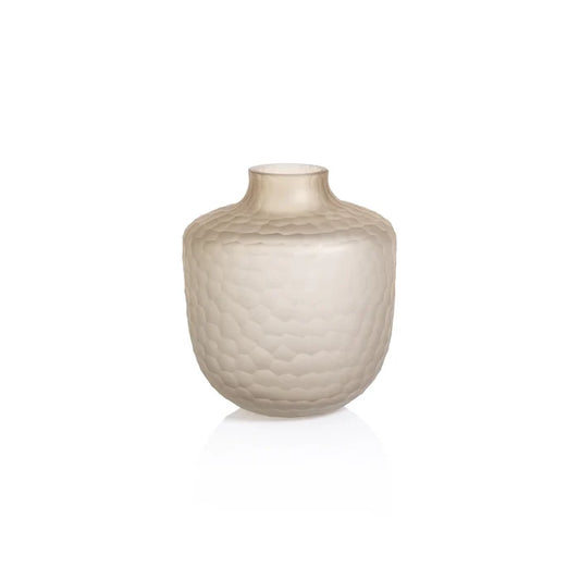 AROSA CUT GLASS FROSTED VASE - TAUPE - SMALL