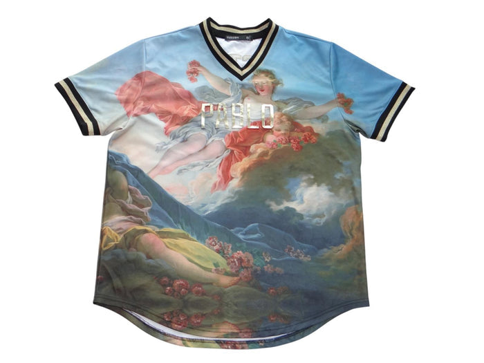 Artistic Print Short Sleeve Men's T Shirt with 'Pablo' and 'Masters' Lettering0