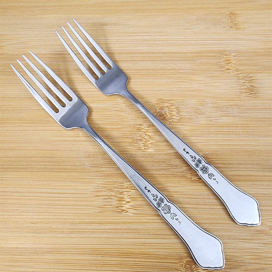 Ashmore Oneida Dinner Fork Set of 2 Stainless Burnished Handle Flatware