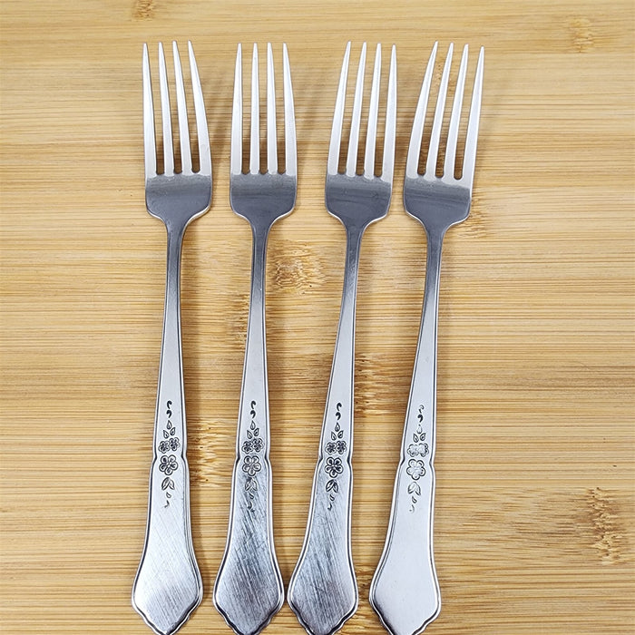 Ashmore Oneida Dinner Fork Set of 4 Stainless Burnished Handle Flatware