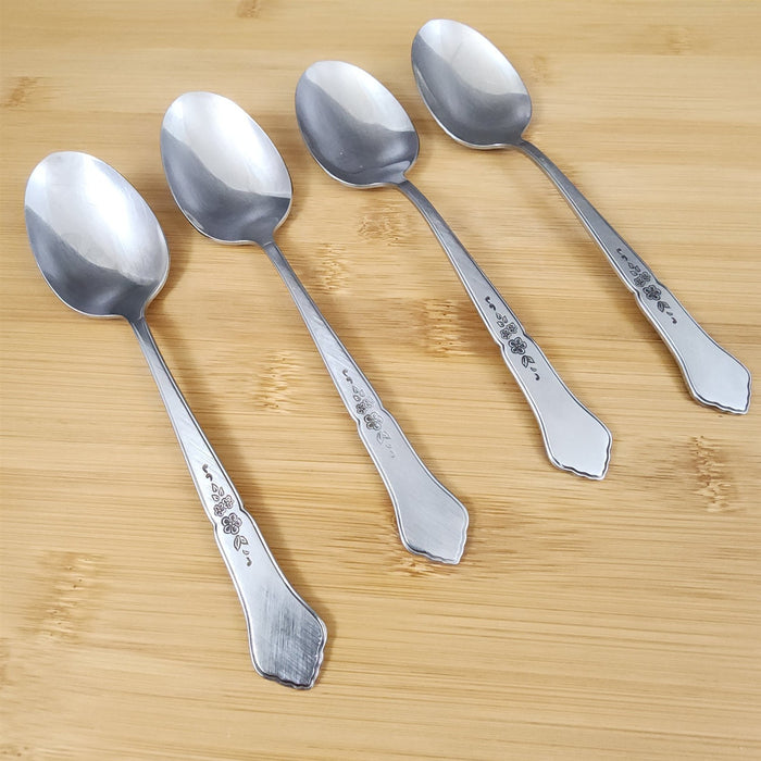 Ashmore Oneida Dinner Oval Soup Spoon 4 Set Stainless Burnished Handle Flatware