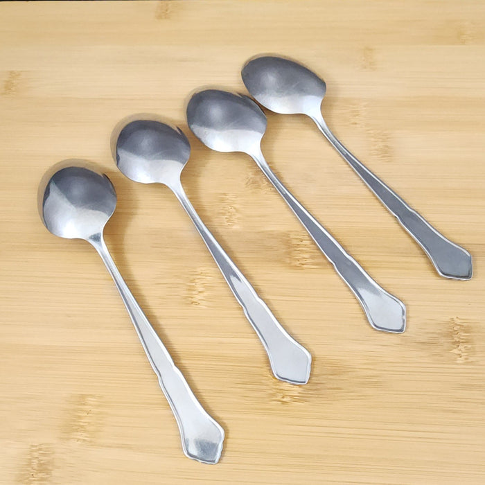 Ashmore Oneida Dinner Oval Soup Spoon 4 Set Stainless Burnished Handle Flatware
